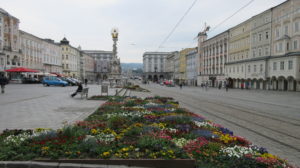 I wish every town in the world had a main square full of colourful flowers like this one in Linz