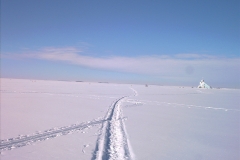Flying over the frozen sea