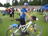 In the Helsinki Velodrome at the end of the race