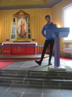 Bike preacher in Kautokeino churh