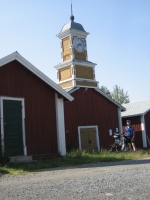 The clock house at the fishing museum of Kukkolaforsen