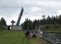 A sailing boat getting into the Taipale canal at Varkaus